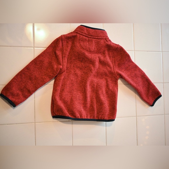 L.L. Bean Boys 3T Red & Navy Pullover Sweater Mock Neck Button Closure - Picture 4 of 10